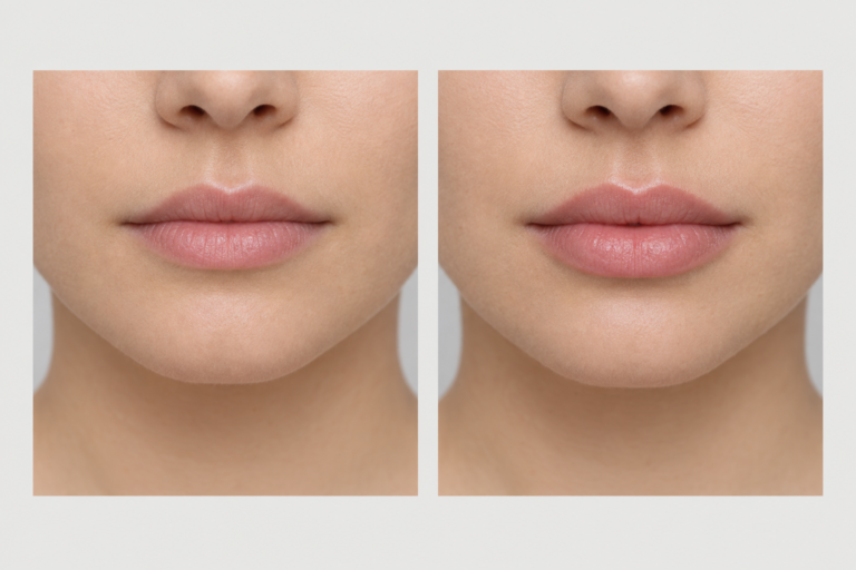 Natural lip filler result showing subtle volume and definition enhancement