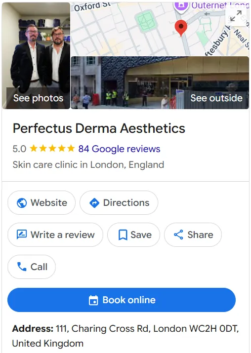 Perfectus Derma Aesthetics Google Maps profile
