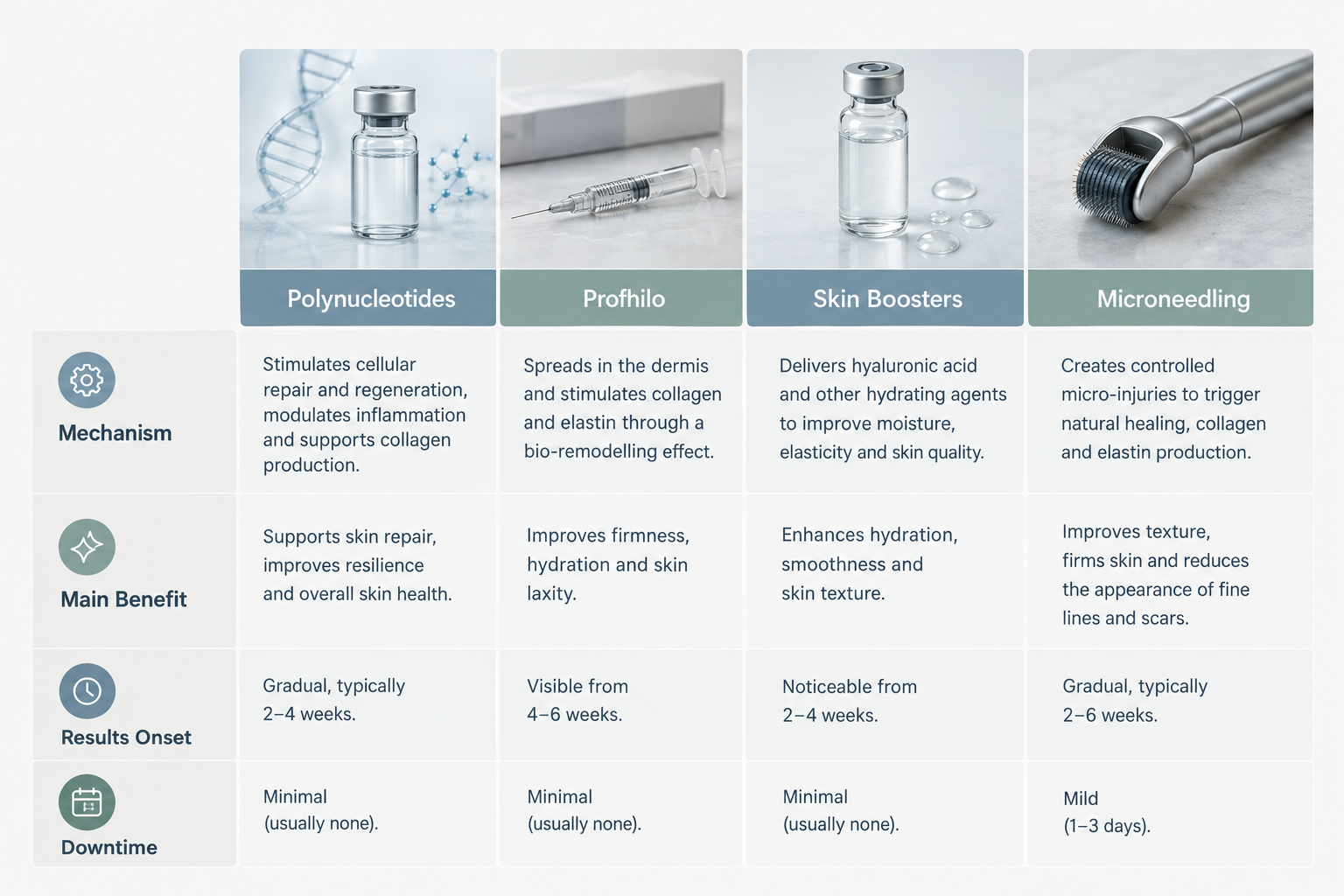 Comparison of polynucleotides versus Profhilo, skin boosters and microneedling for skin quality