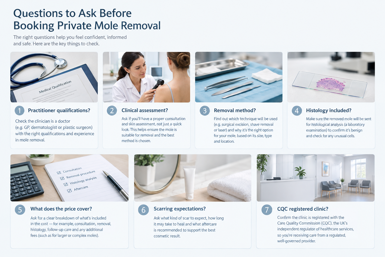 Checklist of questions to ask before booking private mole removal in the UK