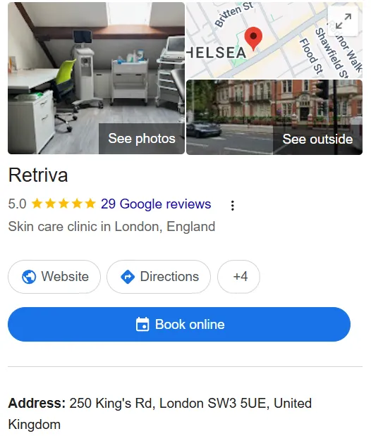 Retriva Aesthetic Clinic Google Maps profile 