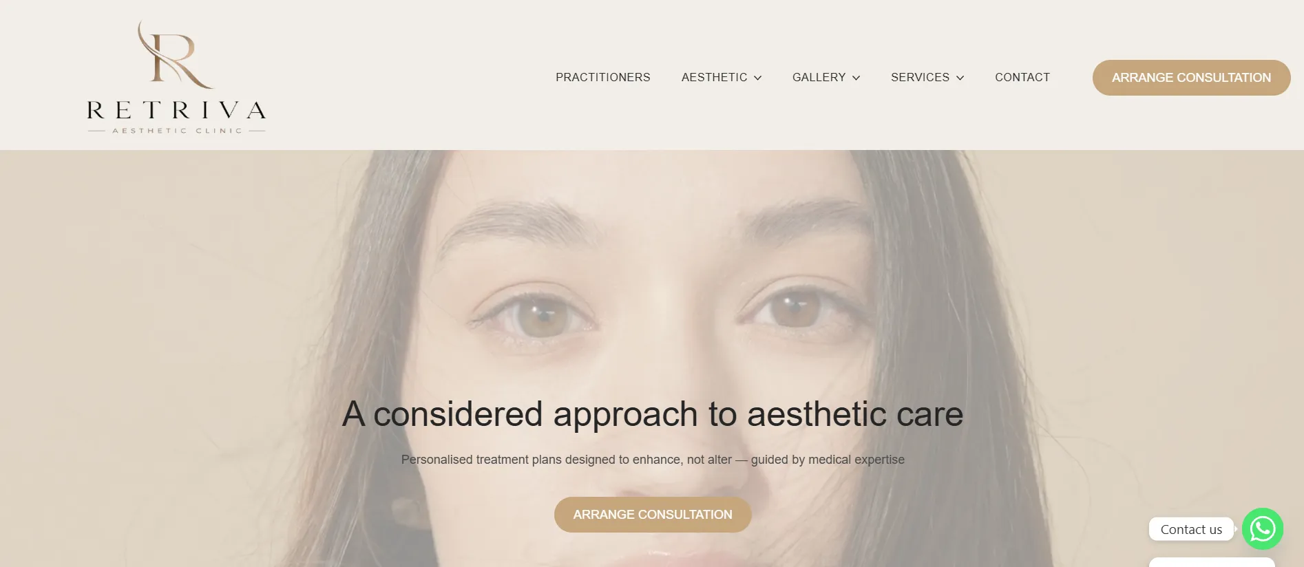 Retriva Aesthetic Clinic main page