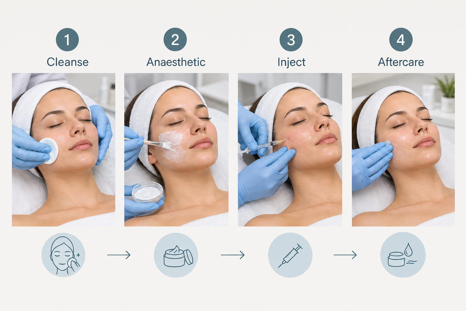 PDRN mesotherapy treatment process steps from skin prep to injection and aftercare