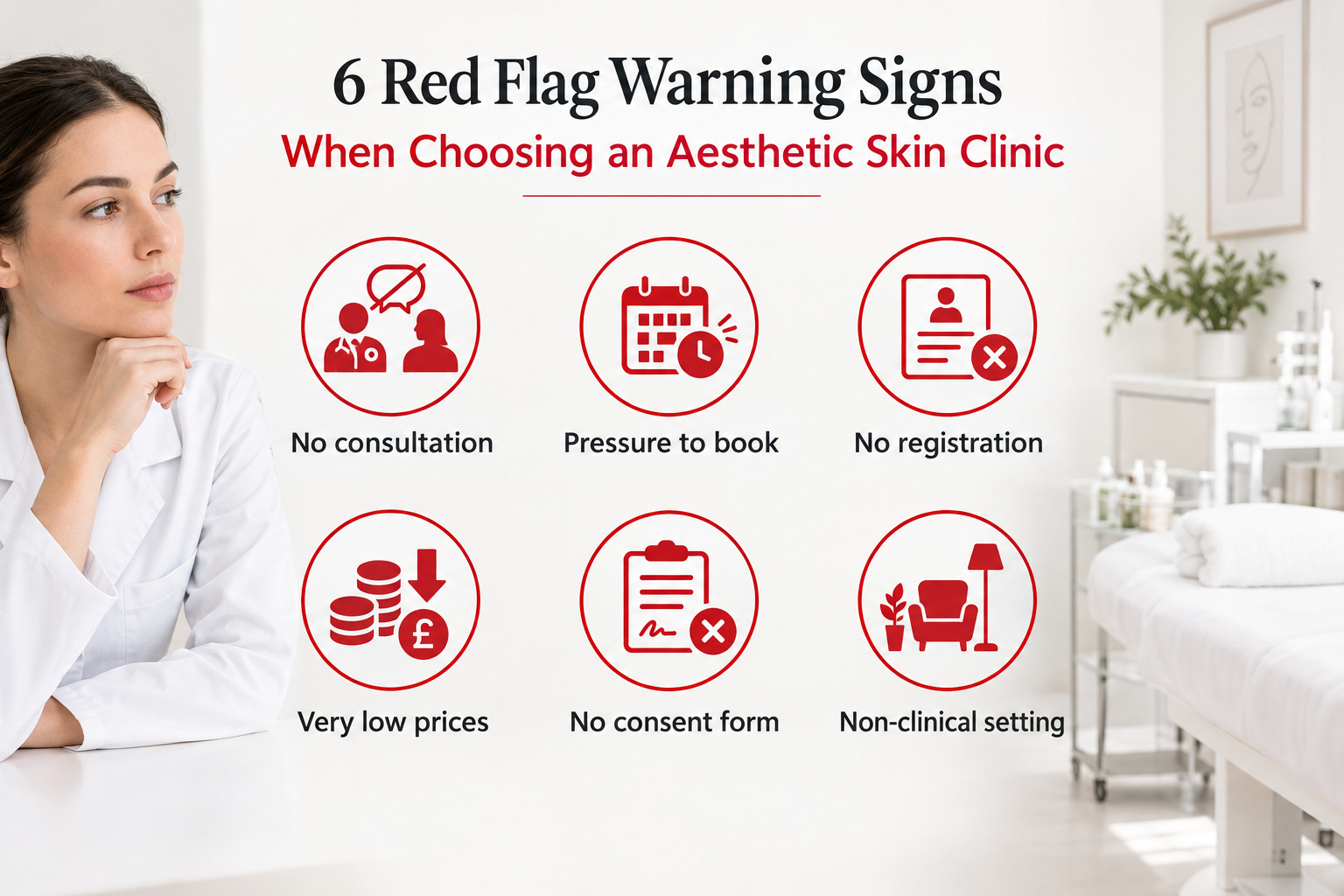 Red flag warning signs to watch for when choosing a skin clinic