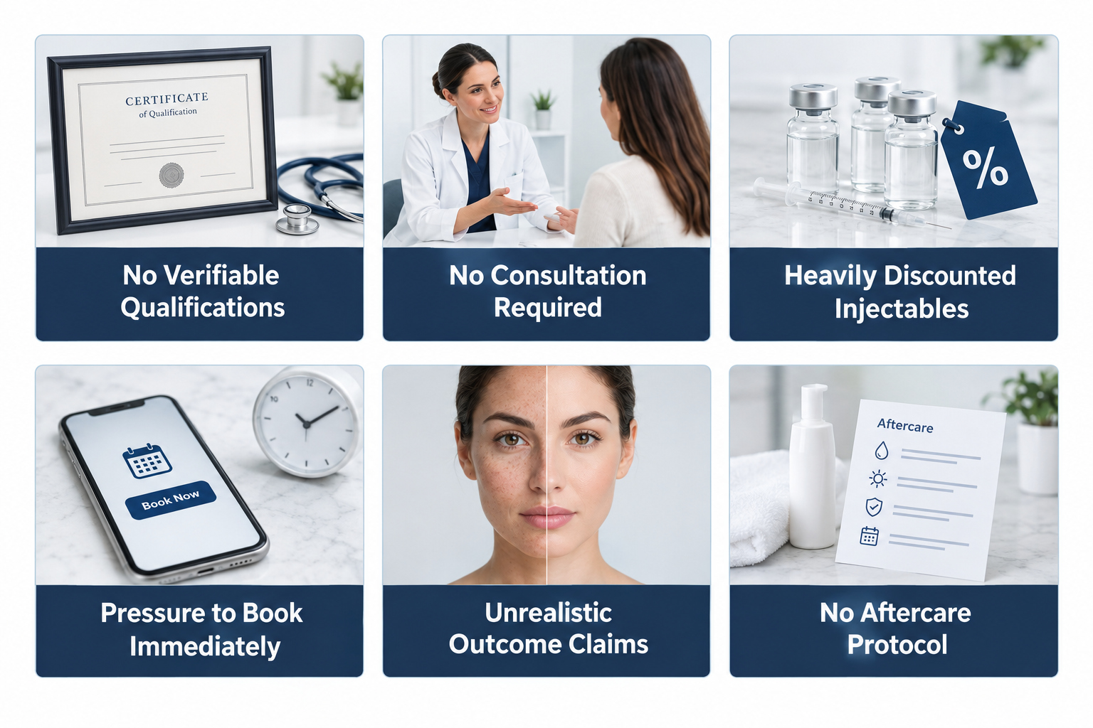 Six red flags to watch for when choosing a skin clinic in Leeds infographic
