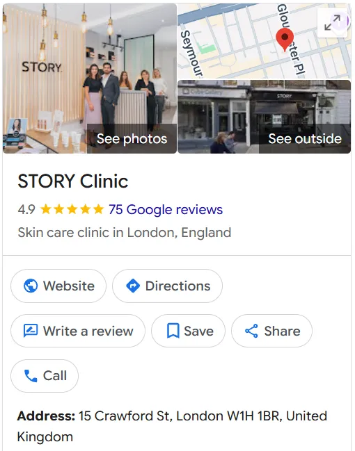 STORY Clinic Google Maps profile