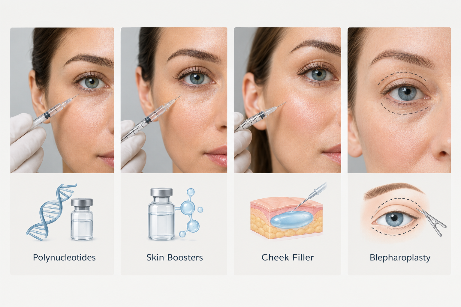 Comparison of tear trough filler alternatives including polynucleotides and cheek filler