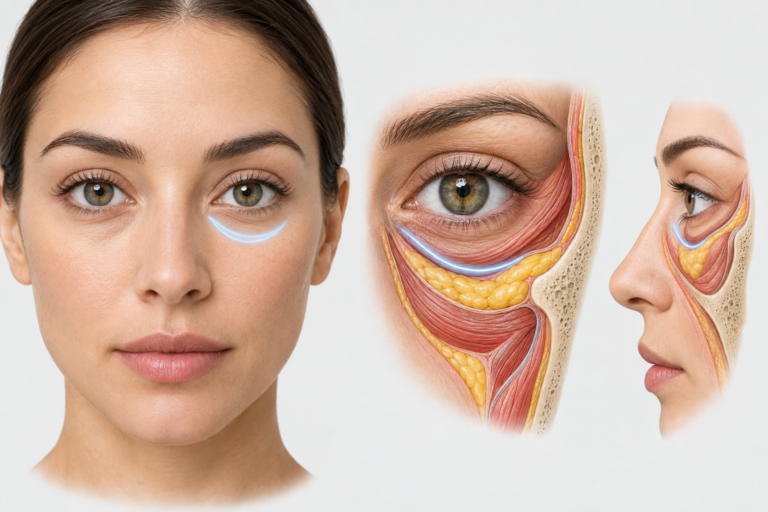 Illustration of tear trough anatomy showing the under-eye hollow area