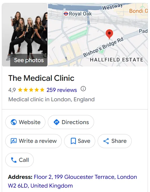The Medical Clinic Google Maps profile