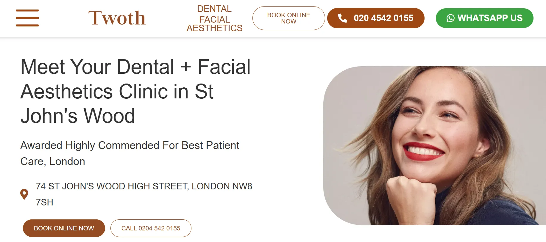 Twoth Dental + Facial Aesthetics main page