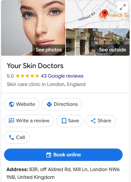 Your Skin Doctors Google Maps profile